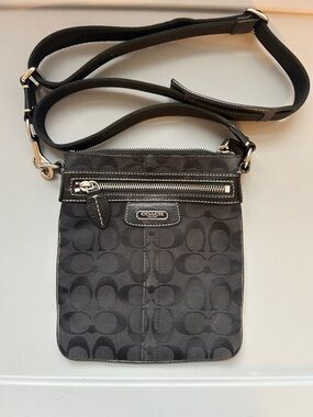 Coach Black Signature Crossbody Pouch with Adjustable Strap